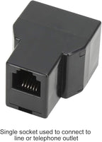 Uvital RJ12 6P6C 3 Female Telephone Line Splitters, Phone Jack Splitter, Telephone Landline Cable Connector and Separator(Black, 10 Pack)