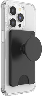 PopSockets Phone Wallet with Expanding Kickstand, Phone Card Holder - Black