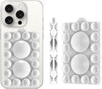 ZYCCER Double Sided Silicone Suction Phone Holder Mount,Compatible with iPhone and Android Cases Hands-Free Mirror Shower Phone Mount Strong Grip Holder (White, Double Sided 2PCS)