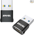 ENVEL USB to USB C Adapter, USB3 5Gbps High Speed Data Transfer, OTG Converter Thunderbolt3 to USB Female Compatible with Apple iWatch iPhone 15 Pro Max iPad Air 4 5 Mini 6 (Black, USB A Male)