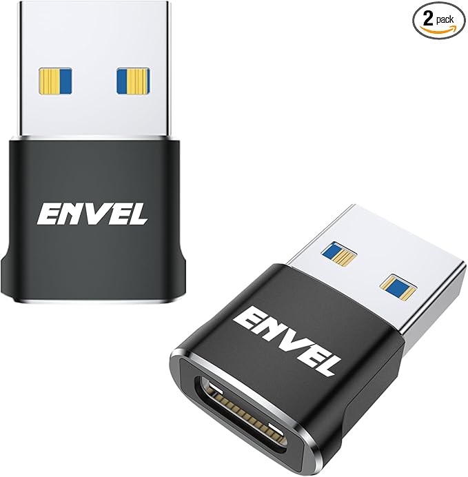 ENVEL USB to USB C Adapter, USB3 5Gbps High Speed Data Transfer, OTG Converter Thunderbolt3 to USB Female Compatible with Apple iWatch iPhone 15 Pro Max iPad Air 4 5 Mini 6 (Black, USB A Male)