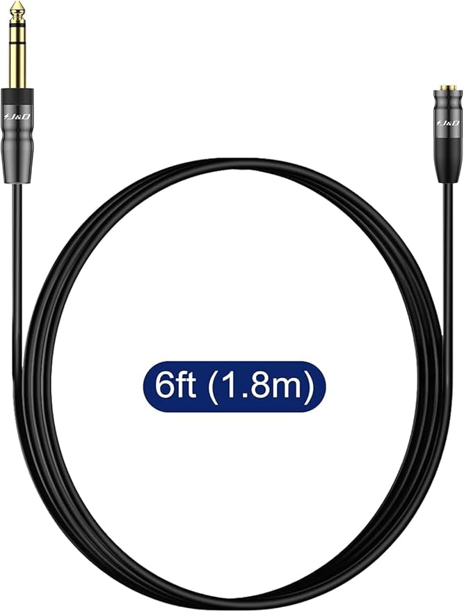 J&D 1/4 inch to 3.5mm Headphone Adapter, Heavy Duty Copper Shell Connecter Joint 3.5mm 1/8 inch Female TRS to 6.35mm Male TRS Stereo Audio Extension Cable (6 Feet 10 Pack)