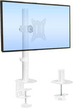 Mount-It! White Single Monitor Stand – Adjustable Desk Arm for Computer Screens – VESA Compatible Holder Up to 32" 19.8 lbs – 360° Rotation, 160° Swivel, 40° Tilt – Space-Saving Clamp & Grommet Base