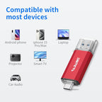 Thkailar USB C Flash Drive 128GB 2 Pack USB Flash Drive with Type C and Type A 3.1 Port USB C Thumb Drive Compatible with Android Phone PC Mac Pro-Transfer Data(Red)