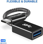 USB C to USB 3.2 Adapter [2pcs Black], Transfer up to 10Gbps, Type C to USB(Male-Female OTG Cable USBC to USB Adapter Compatible with MacBook Pro/Air, iPhone 15 Pro Max Plus