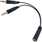 Headphone Splitter 3.5mm Female to 2 Dual 3.5mm Male Headphone Mic Audio Y Splitter Cable for Computer Headset Microphone Gaming Speaker to Dual Jack PC Laptop Adapter,Black