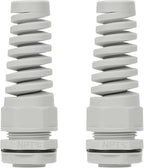 LeMotech 2Pcs NPT 3/4" IP68 Waterproof Cable Gland Flex Spiral Strain Relief Grey Nylon Joint with Gaskets for 13-18mm Wire Thread