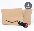 Amazon Basics 24W 2-port USB-A Car Charger for Phones (iPhone 16/15/14/13/12/11/X, Samsung, and more), non-PPS, Black/Red