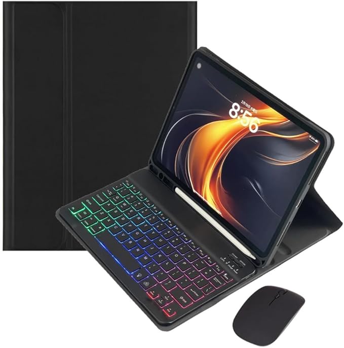 Rainbow Backlit Keyboard Case for iPad Pro 11 inch (M4) 2024 with Mouse and 7 Colors RGB Colorful Backlight Magnetic Detachable Bluetooth Keyboard Cover,Black