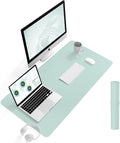 YSAGi Non-Slip Leather Desk Pad L Size, Waterproof Laptop Computer Desk Keyboard Mat, Table Protector Blotter Mat, Large Mouse Pad for Office/Work/Home/Decor(Mint Green, 35.4" x 17")