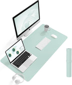 YSAGi Non-Slip Leather Desk Pad L Size, Waterproof Laptop Computer Desk Keyboard Mat, Table Protector Blotter Mat, Large Mouse Pad for Office/Work/Home/Decor(Mint Green, 35.4" x 17")