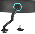 WALI Ultrawide Monitor Arm for 17 to 49 Inch Heavy Duty Curved Screens, Holds 44 Lbs, Adjustable Gas Spring Single Monitor Desk Mount for Samsung Odyssey G9, 75x75/100x100 VESA (GSM001XL-P), Black