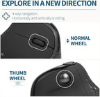 DeLUX Seeker Wireless Ergonomic Vertical Mouse with OLED Screen, BT and USB Receiver, Connect with Up to 4 Devices, Thumb Wheel, 4000DPI, Programmable Rechargeable Silent Mouse(M618XSD-Black)