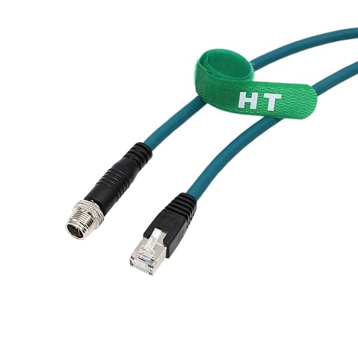 M12 Ethernet 8 Pin X-Code Male to RJ45 CAT-7e Gigabit Cable for Baumer Cognex is 2800 3800 8000 260 470 Reader Camera Sensor (8 Meter)