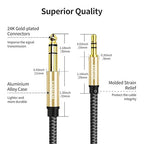 3.5mm to 1/4 Stereo Audio Cable 3.3 Feet /1M, 1/8" to 6.35mm 1/4" TRS Male Aux Cord Double Shielded with Braiding for Guitar, Amplifiers, PC, Home Theater, Speaker, etc.