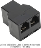 Uvital RJ12 6P6C 3 Female Telephone Line Splitters, Phone Jack Splitter, Telephone Landline Cable Connector and Separator(Black, 20 Pack)