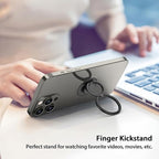 Phone Grip, Phone Ring Holder Finger Kickstand, Foldable & Adjustable Metal Cell Phone Rings Gripper Stand Work with Magnetic Car Mount for iPhone Samsung &Other Phones - Black