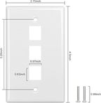 FGB 3-Port Keystone Wall Plate 20-Pack, Low-Profile Single Gang Wall Plates for RJ45, HDMI, and Coax Keystone Inserts, White