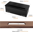 ZESHAN Cable Cubby Conference Table Power Box with 45 Degree Angle Convenient Plug-in Socket, Power Fully Enclosed Bottom Box Power Socket, USB, HDMI, RJ45