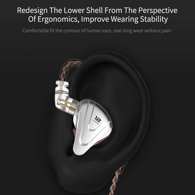 KZ ZSX in Ear Headphone Monitor,Hybrid HiFi Earphone with 5BA 1DD 6 Drivers,KZ Earbuds with Detachable 2 Pin Cable for Church Band Musician Singer(with Mic,Purple)