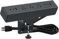 Nightstand Charging Station with 4 USB-C&2 QC 3.0 USB A Ports 3 AC Outlet, Desk Edge Mount Power Strip with USB-C Ports Tabletop Surge Protector Desk Clamp Power Strip for Home Office(Black)