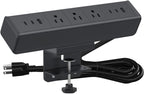 Nightstand Charging Station with 4 USB-C&2 QC 3.0 USB A Ports 3 AC Outlet, Desk Edge Mount Power Strip with USB-C Ports Tabletop Surge Protector Desk Clamp Power Strip for Home Office(Black)