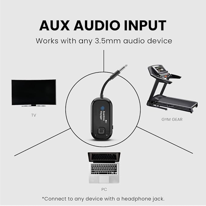 Avantree Voyager HA - Auracast Transmitter for Hearing Aids with Display & Volume Control, LE Audio, Bluetooth 5.4, Qualcomm Chip, Firmware Upgradeable, AUX for TV, PC