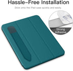 MoKo Pencil Holder Sticker Fit Apple Pencil Pro, Apple Pencil (USB-C), Apple Pencil 1st/2nd Generation, Elastic Pencil Pocket Pouch Adhesive Sleeve Attached to iPad Case for Stylus Pens,Midnight Green