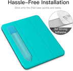 MoKo Pencil Holder Sticker Fit Apple Pencil Pro, Apple Pencil (USB-C), Apple Pencil 1st/2nd Generation, Elastic Pencil Pocket Pouch Adhesive Sleeve Attached to iPad Case for Stylus Pens, Cyan Blue