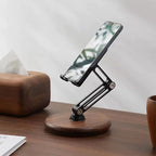 iPhone Stand for Desk, Phone Stand Adjustable Foldable, Cell Phone Holder 360 ° Rotation, Compatible with iPhone 16 15 14 13 12 11 Pro Xs Xs Samsung Galaxy Tablets All Phones, Walnut