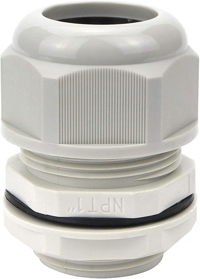 XHF 5 Pcs 1" IP68 Strain Relief Nylon Cord Grip Waterproof NPT Cable Glands Adjustable UL Listed and RoHS Compliant (Grey)