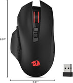Redragon M656 Gainer Wireless Gaming Mouse, 4000 DPI 2.4Ghz Wireless Mouse w/ 5 DPI Levels, 7 Macro Buttons, Red LED Backlit & Pro Software/Drive Supported, for PC/Mac/Laptop