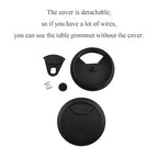 HAHIYO 2Pcs 2Inch/50mm Black ABS Plastic Sector-shaped Desk Grommet Wire Grommet Cable Management Cord Hole Cover Desk Wire Hole Insert Wire Organizer for Computer Office Home School Equipment Systems