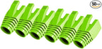 50 Pcs Cat7 Cat7A Cat8 Strain Relief Boot, RJ45 Plug Connector Cover Modular Network Plug Connector Cap Cable Connector Boots, FruitGreen