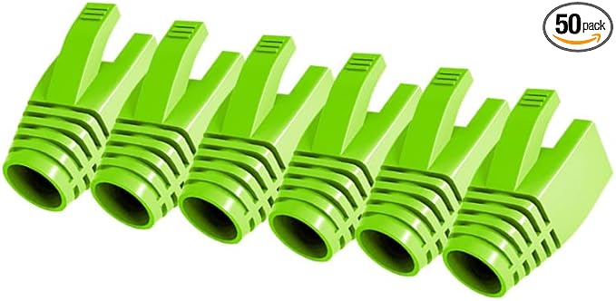 50 Pcs Cat7 Cat7A Cat8 Strain Relief Boot, RJ45 Plug Connector Cover Modular Network Plug Connector Cap Cable Connector Boots, FruitGreen