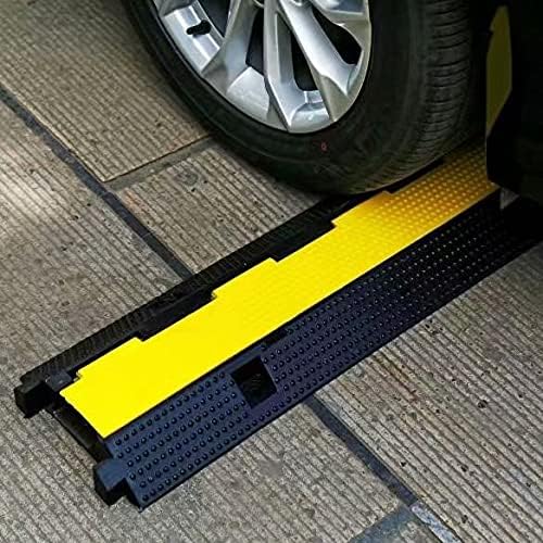 Rubber Cable Ramp Cord Cover Cable Protector Ramps Wire Hose Protective 1 Channel 22000Lbs Load Capacity Traffic Speed Bump for Asphalt Concrete Gravel Driveway Indoor Outdoor, 2 Pack
