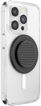 PopSockets Phone Grip for MagSafe with Kickstand, Magnetic Stand, Swappable Top, Secure Hold for iPhone MagSafe Cases, Phone & Tablet Grip - Alum Triangle Knurled Black