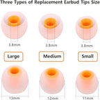 Earbuds Replacement Tips Silicone Earbud Tips Ear Gels Fit for Inner Hole from 3.8mm - 5.1mm Earphones 9 Pairs S/M/L Clear Orange