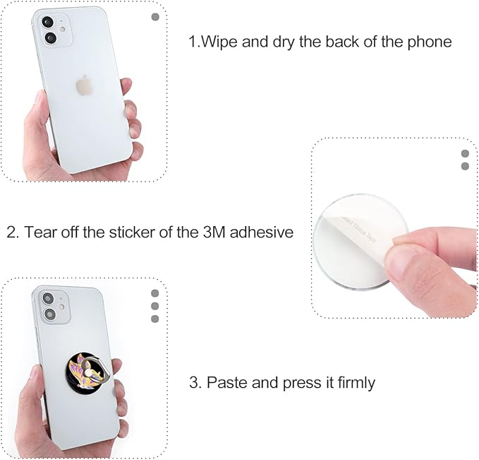 Bonoma Phone Ring Holder, 3 Pack Universal Finger Ring Stand Grip Kickstand Ring for All Smartphones (Butterfly B)
