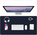 PU Leather Desk Pad Protector Gaming Mouse Pad Non Slip Desk Mat for Keyboard and Mouse Waterproof Desk Writing Pad for Office and Home Desk Accessories(Dark Blue, 47.2 * 17.7)