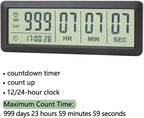 Digital Countdown Days Timer - Black Upgraded Big 999 Days Count Down Clock with Stand Strong Magnetic Back for Vacation Retirement Wedding Holiday