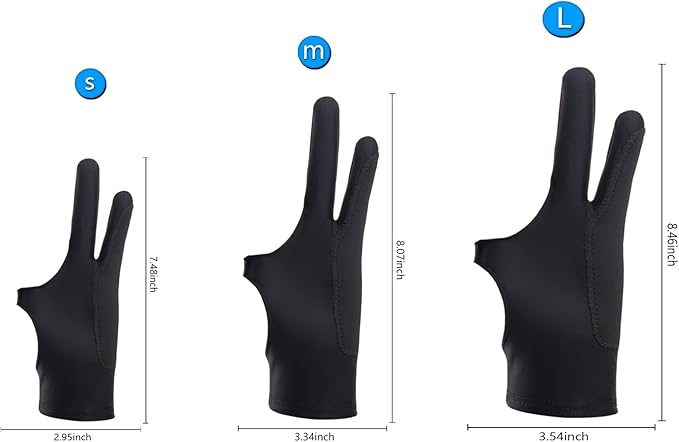 SPBMY Drawing Glove 2 Pack,Two-Finger Artist Glove for Drawing Tablet, Paper Sketching, iPad. Digital Art, Right Hand and Left Hand, Black S: 2.95x7.48 inches
