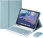 AnMengXinLing Keyboard Case for iPad 11th(A16)/iPad 10th Generation 2022 with Mouse Detachable Wireless Bluetooth Keyboard Pencil Holder Slim Leather Cover for iPad11/iPad10, (Blue)
