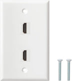 HDMI Wall Plate, 2 Port 4K HDMI Keystone Female to Female Wall Plate-White