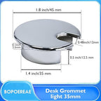 Desk Grommet 1-3/8" (35 mm), Desk Cord Hole Cover, Cable Grommet Metal Zinc Alloy Materilal, Desk Hole Grommet for Office and Home Table Cable, Detachable Cable Cord Organizer (Bright Silver 1 Pcs)