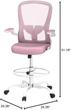 Drafting Chair, Tall Office Chair with Flip-up Armrests Executive Ergonomic Computer Standing Desk Chair, Office Drafting Chair with Lumbar Support and Adjustable Footrest Ring