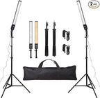 2 Packs LED Photography Lighting Dimmable 3200K-5500K LED Video Light Photo Studio Light Kit with Tripod Stand Bag for Camera Video Studio YouTube Product Portrait Live Streaming