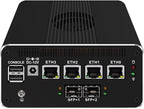 CWWK Intel Alder Lake N100(4C/4T Up to 3.4GHz)/N305(8C/8T Up to 3.8GHz) Dual SFP+10GbE Mini PC|4xIntel I226-V 2.5GbE |DDR5 Memory|PCI-E x4|HDMI+DP+Type-C (10 Gigabit N100, 16G RAM 512G SSD)