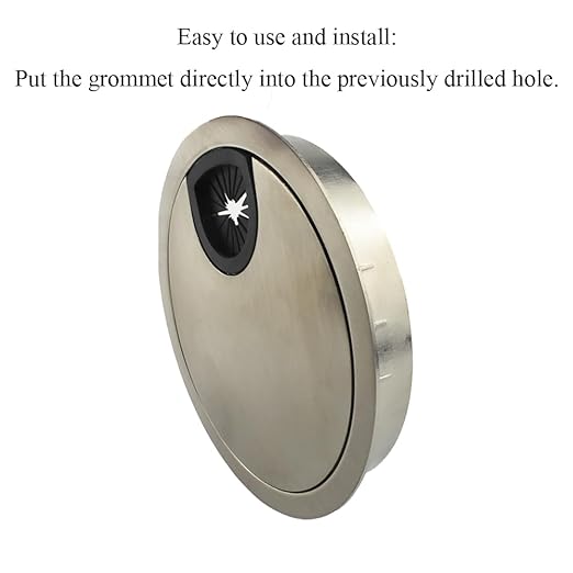 HAHIYO 1Pcs 3.15Inch/80mm Brushed Silver Zinc Alloy Desk Grommet Wire Grommet Cable Management Cord Hole Cover Desk Wire Hole Insert Wire Organizer for Computer Office Home School Equipment Systems