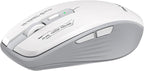 Wireless Mouse (Bluetooth & 2.4GHz USB) with Forward/Backward Side Keys, Silent Click, Ergonomic Portable AA Battery Mice for Laptop/Mac/iPad - Office & Travel Use, White & Grey
